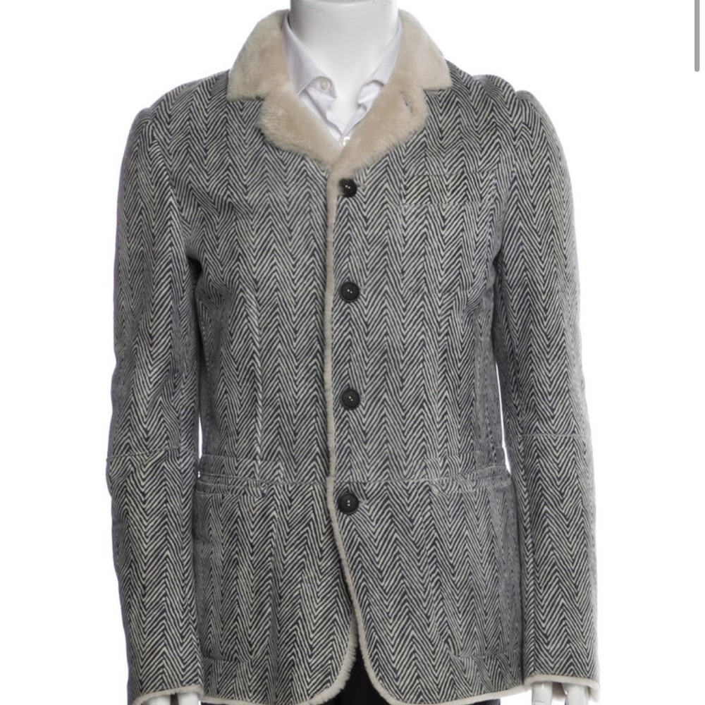 Giorgio Armani Shearling Tweed Coat